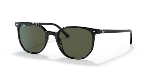 Ray-Ban RB2197F Elliot M (54 - 19) / Green lenses and Black frame Sunglasses