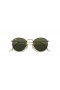 Ray-Ban RB3447N Round Flat Lenses L (53 - 21) / Green lenses and Gold frame Sunglasses