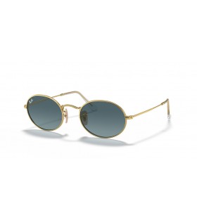 Ray-Ban RB3547 Oval Metal XL (54 - 21) / Blue lenses and Gold frame Sunglasses