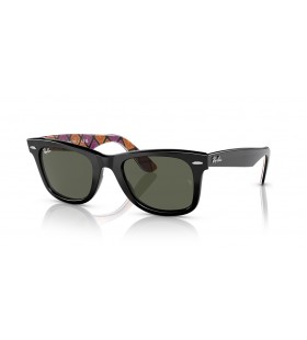Ray-Ban RB2140 Original Wayfarer X Dia De Los Muertos XXL (54 - 18) / Green lenses and Black frame Sunglasses