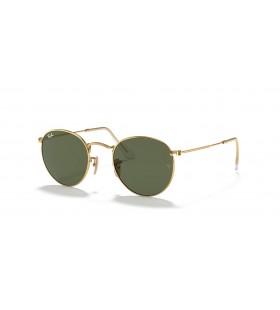 Ray-Ban RB3447N Round Flat Lenses L (53 - 21) / Green lenses and Gold frame Sunglasses