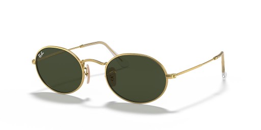 Ray-Ban RB3547 Oval de Metal M (51 - 21) / Verde lentes e moldura de Ouro Óculos de sol