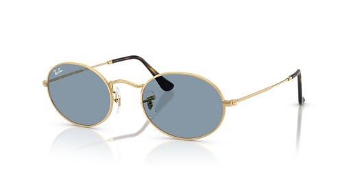 Ray-Ban RB3547楕円形の金属の夏のカプセルM(51-21)/ブルレンズゴールドフレームサングラス