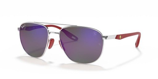 Ray-Ban RB3659M Scuderia Ferrari Samling L (57 - 17) / Blå linser og Sølv frame Solbriller