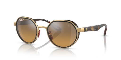 Ray-Ban RB3703M Scuderia Ferrari Collection M (51 - 21) / Brown lentile și ramă de Aur, ochelari de Soare