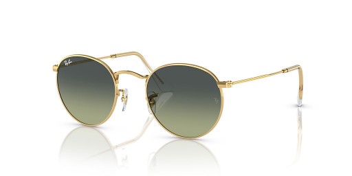 Ray-Ban RB3447 Metal Rotund L (53 - 21) / lentile Verzi și ramă de Aur, ochelari de Soare