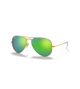 Ray-Ban Aviator rb3025-Flash Lentile M (55 - 14) / lentile Verzi și ramă de Aur, ochelari de Soare