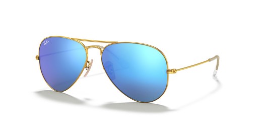 Ray-Ban RB3025 Letec Flash Šošovky XL (58 - 14) / Modré šošovky a Zlato rámom slnečné Okuliare