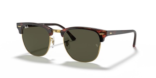 Ray-Ban RB3016 Clubmaster Classic L (51 - 21) / Zelené šošovky a Korytnačka rámom slnečné Okuliare
