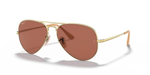Ray-Ban RB3689 Letec Kovov II M (55 - 14) / Fialová šošovky a Zlato rámom slnečné Okuliare