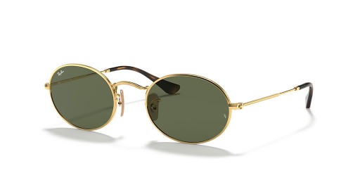 Ray-Ban RB3547N Oválne, Ploché Šošovky S (48 - 21) / Zelené šošovky a Zlato rámom slnečné Okuliare