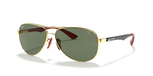 Ray-Ban RB8313M Scuderia 페라리 컬렉션 XL(61-13)/녹색 렌즈 및 프레임이 금 선글라스