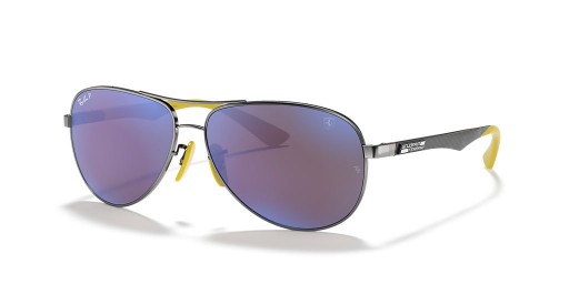 Ray-Ban RB8313M Scuderia 페라리 컬렉션 XL(61-13)/블루 렌즈와 은색 구조 색안경