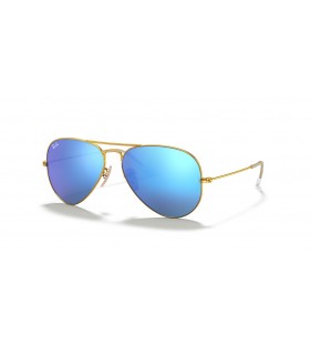 Sunčane naočale-flash Ray-Ban RB3025 Aviator M (55-14) / Sunčane naočale sa plavim staklima i zlatni okvir