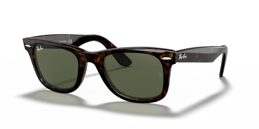 Ray-Ban RB2140F Ursprungliga Klassiska Wayfarer L (52 - 22) / Gröna linser och Tortoise frame Solglasögon