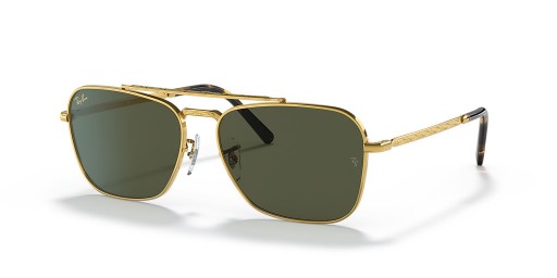 Ray-Ban RB3636 Nya Husvagn M (55 - 15) / Gröna linser och Guld ram Solglasögon