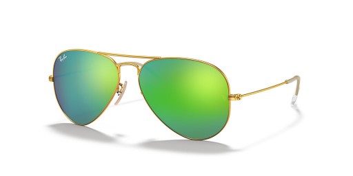Ray-Ban RB3025 Aviator Flash Linser XL (58 - 14) / Gröna linser och Guld ram Solglasögon