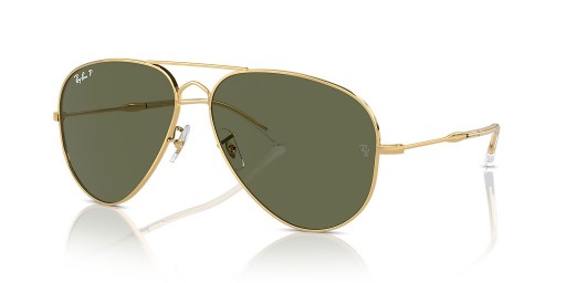 Ray-Ban RB3825 Gamla Flygare XXL (62 - 14) / Gröna linser och Guld ram Solglasögon