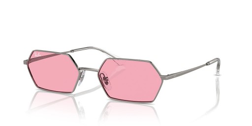 Ray-Ban RB3728 Yevi Biyo Bazlı XL (58-18) / Pembe lensler ve Gümüş çerçeve Güneş Gözlüğü
