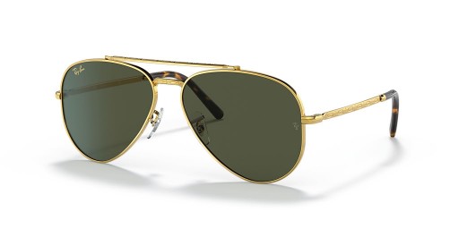 Ray-Ban RB3625 Nuevo Aviador XXL (62 - 14) / lentes de color Verde y Oro, Gafas de sol de montura