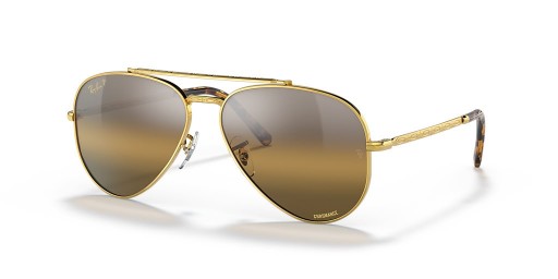 Ray-Ban RB3625 Nuevo Aviador XXL (62 - 14) / Marrón lentes y Gafas de sol de montura de Oro