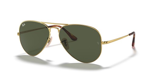 Ray-Ban RB3689 Aviador de Metal II L (58 - 14) / lentes de color Verde y Oro, Gafas de sol de montura
