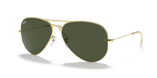 Ray-Ban RB3026 Aviator Large Metal II XXL (62 - 14) / lentes de color Verde y Oro, Gafas de sol de montura