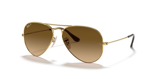 Ray-Ban RB3025 الطيار التدرج XL (58 - 14) / بني العدسات الذهب الإطار النظارات الشمسية