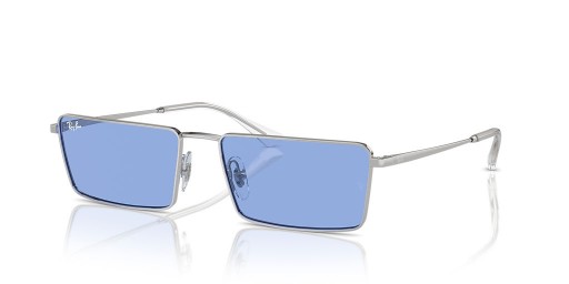 Ray-Ban RB3741 Emy الحيوي القائم XXL (59 - 17) / الأزرق العدسات و النظارات الشمسية الإطار الفضي