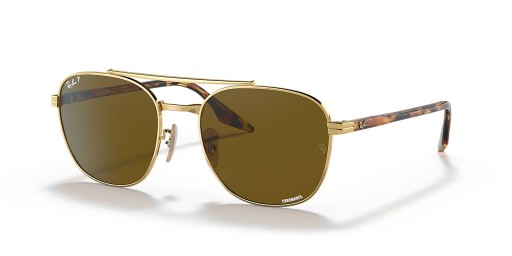 Ray-Ban RB3688 م (55 - 19) / بني العدسات الذهب الإطار النظارات الشمسية