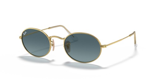 Ray-Ban RB3547 البيضاوي المعادن م (51 - 21) / العدسات الزرقاء والذهب نظارات الإطار