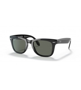 Ray-Ban RB4105 Folding Wayfarer Classic L (50 - 22) / Grønne linser og Sort ramme Solbriller