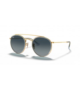 Ray-Ban RB3647N Runde Dobbelt Bro M (51 - 22) / Blå linser og Guld ramme Solbriller