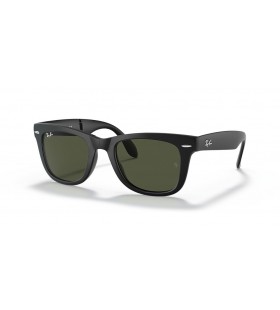 Ray-Ban RB4105 Folding Wayfarer Classic L (50 - 22) / Grønne linser og Sort ramme Solbriller