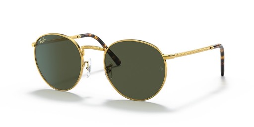 Ray-Ban RB3637 Nieuwe Ronde XS (50 - 21) / Groene lenzen en Goud frame Zonnebrillen