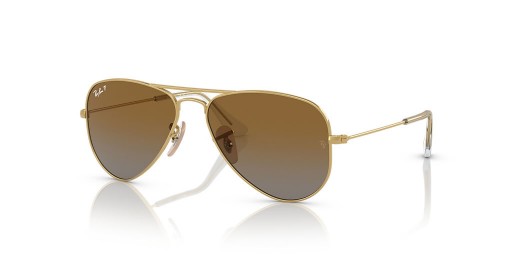 Ray-Ban RB9506S Aviator Kinderen L (52 - 14) / Bruin lenzen en Goud frame Zonnebrillen