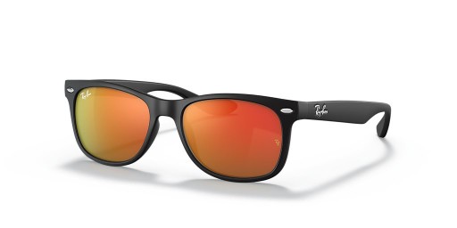 Ray-Ban RB9052SF Nieuwe Wayfarer Kids M (50 - 15) / Oranje lenzen en Zwart frame Zonnebrillen
