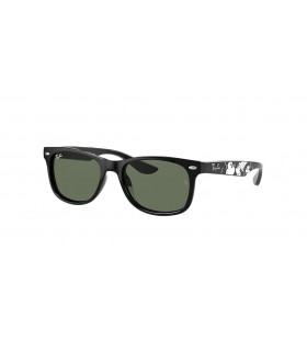 Ray-Ban RB9052S Nieuwe Wayfarer Kids Mickey S20 S (47 - 15) / Groene lenzen en Zwart frame Zonnebrillen