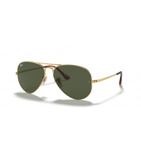 Ray-Ban RB3689 Aviator Metal II L (58 - 14) / les lentilles Vertes et Or frame Lunettes de soleil