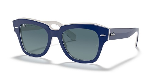 Ray-Ban State Street RB2186 M (49 - 20) / Blau-Gläsern und Blau-Rahmen und Sonnenbrillen