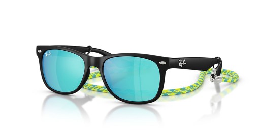 Ray-Ban RB9052S New Wayfarer Kinder-Sommer-Kapsel-S (47 - 15) / Blauen Gläsern und Schwarzem Rahmen, Sonnenbrillen