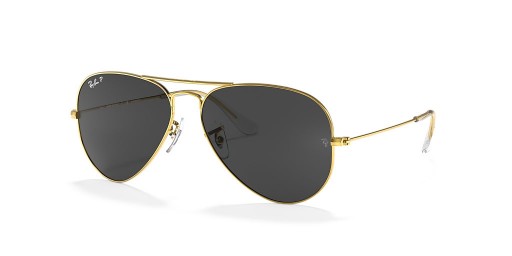 Ray-Ban RB3025 Aviator Classic XL (58 - 14) / Schwarz Linsen und Gold Rahmen Sonnenbrille