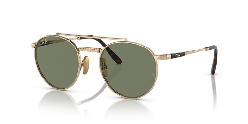 Ray-Ban RB8237 Runde II Titanium S (50 - 20) / Grünen Gläsern und Gold Rahmen Sonnenbrille