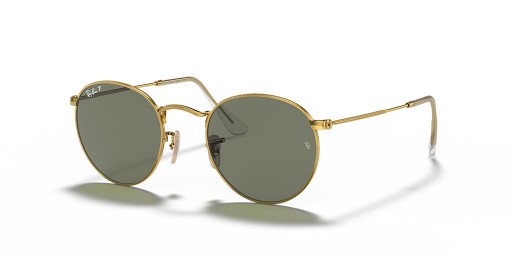 Ray-Ban RB3447 Round Metal S (50 - 21) / Grünen Gläsern und Gold Rahmen Sonnenbrille