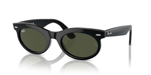 Ray-Ban RB2242 Wayfarer Oval M (50 - 22) / Grünen Gläsern und Schwarzem Rahmen, Sonnenbrillen