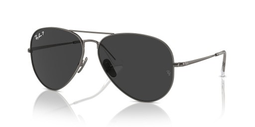Ray-Ban RB8089 Aviator Titan L (58 - 14) / Schwarz Linsen und Silber-Rahmen-Sonnenbrille