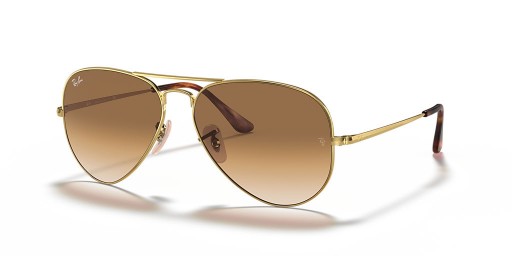 Ray-Ban RB3689 Aviator Metal II M (55 - 14) / Braun Linsen und Gold Rahmen Sonnenbrille