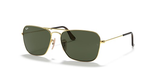 Ray-Ban RB3136 Caravan XL (58 - 15) / Grünen Gläsern und Gold Rahmen Sonnenbrille