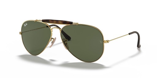 Ray-Ban RB3029 Outdoorsman Havana Collection XXL (62 - 14) / Grünen Gläsern und Gold Rahmen Sonnenbrille