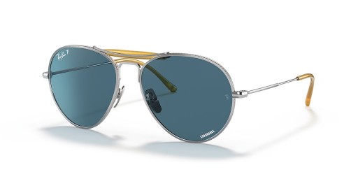 Ray-Ban RB8063 Titan-M (55 - 16) / Blau-Objektive und Silber-Rahmen-Sonnenbrille